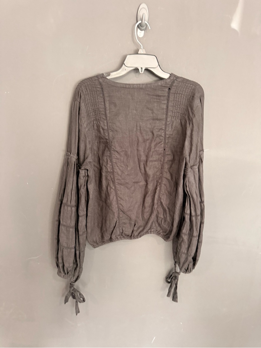 Free People Taupe Button-Front Peasant Top - Picture 5 of 5